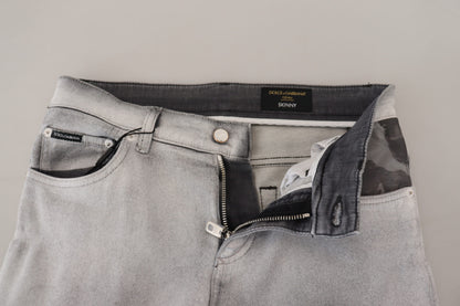 Dolce & Gabbana Elegant Gray Washed Cotton Blend Pants Dolce & Gabbana