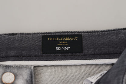 Dolce & Gabbana Elegant Gray Washed Cotton Blend Pants Dolce & Gabbana