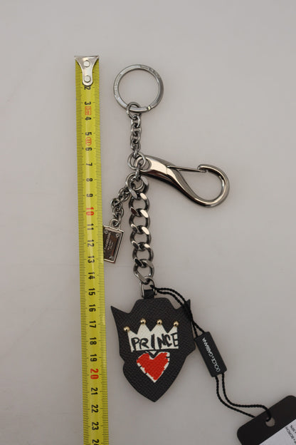 Dolce & Gabbana Elegant Silver and Black Designer Keychain Dolce & Gabbana