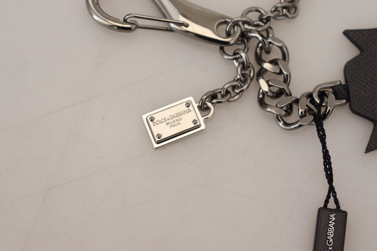 Dolce & Gabbana Elegant Silver and Black Designer Keychain Dolce & Gabbana