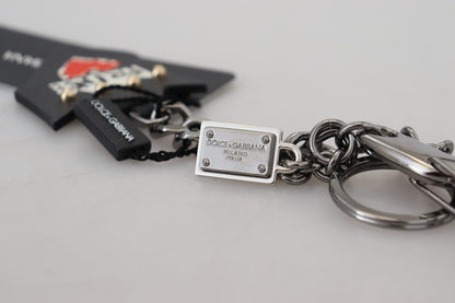 Dolce & Gabbana Elegant Silver and Black Designer Keychain Dolce & Gabbana