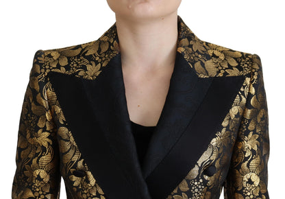 Dolce & Gabbana Elegant Black and Gold Floral Jacket Dolce & Gabbana