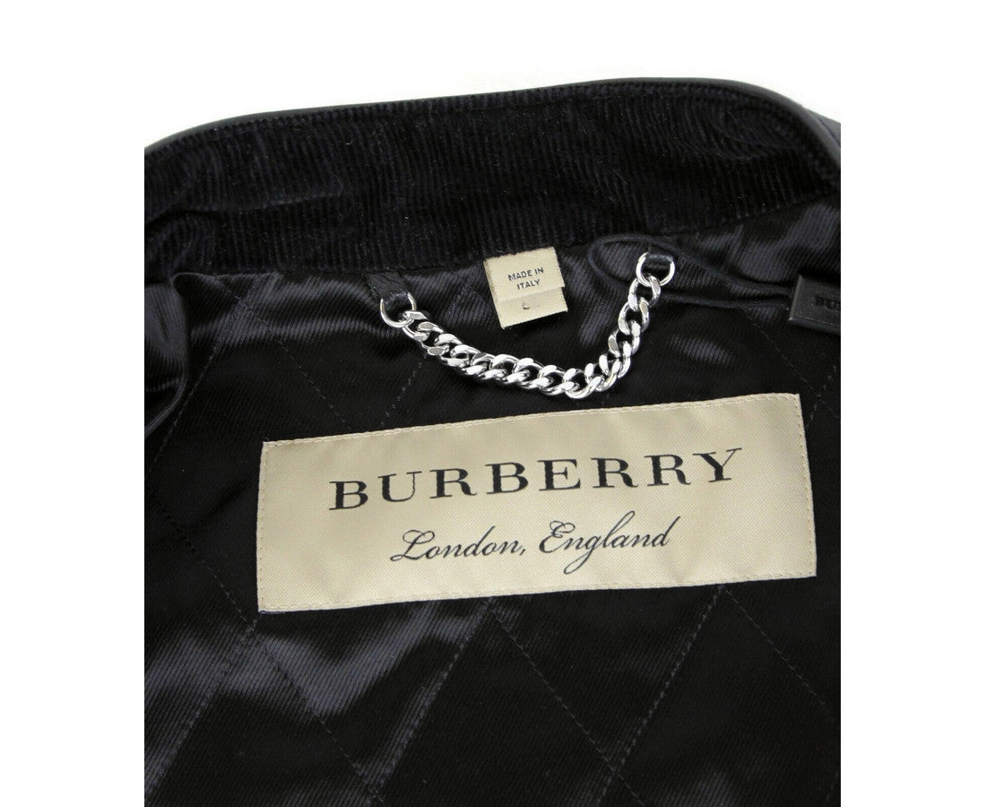 Burberry Men's Black Leather Diamond Quilted Biker Jacket Burberry