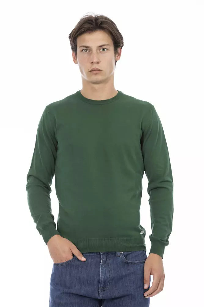 Baldinini Trend Green Cotton Men Sweater Baldinini Trend