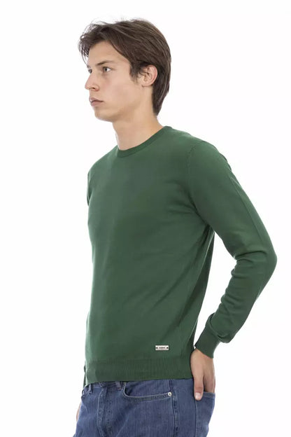 Baldinini Trend Green Cotton Men Sweater Baldinini Trend