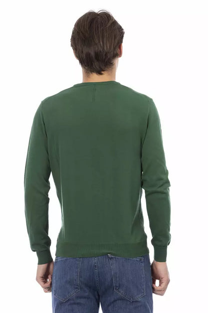 Baldinini Trend Green Cotton Men Sweater Baldinini Trend