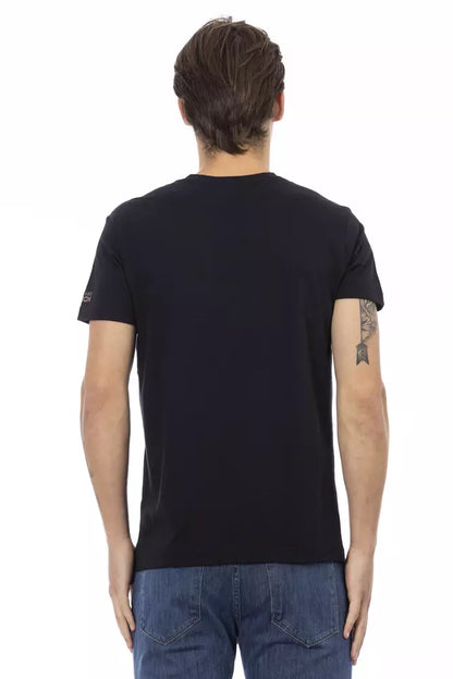 Trussardi Action Black Cotton Men V-Neck T-Shirt Trussardi Action