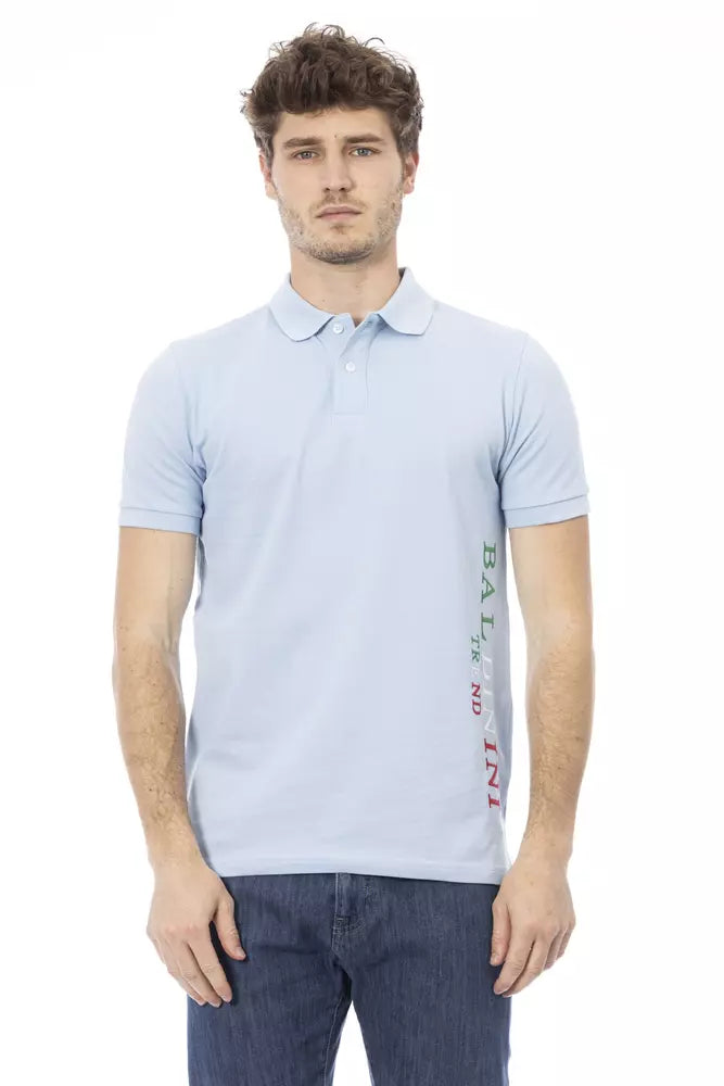 Baldinini Trend Light Blue Cotton Men Polo Baldinini Trend