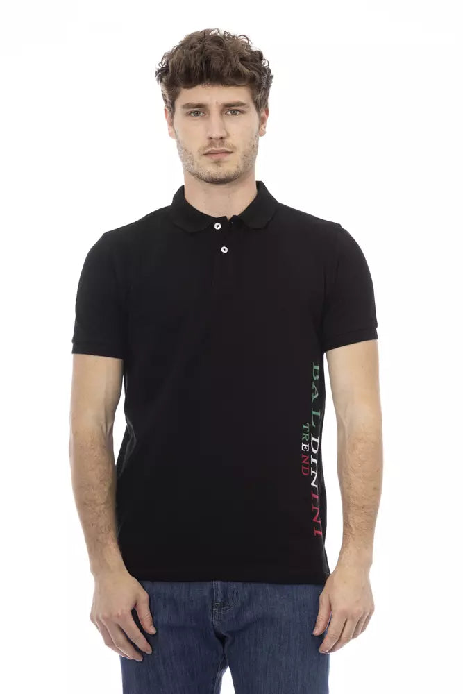 Baldinini Trend Black Cotton Men Polo Baldinini Trend