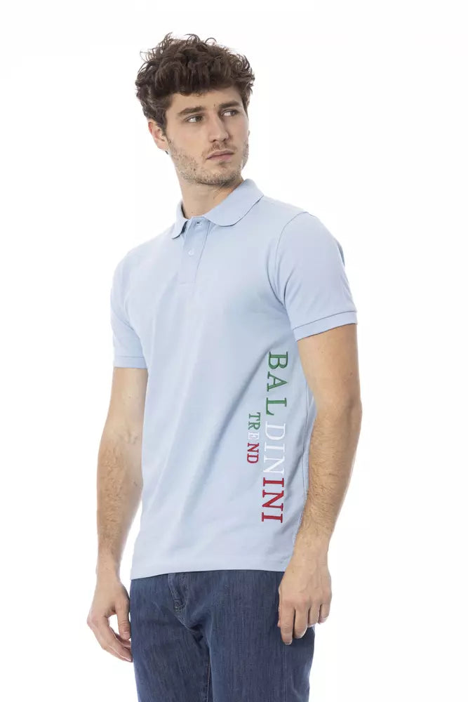 Baldinini Trend Light Blue Cotton Men Polo Baldinini Trend