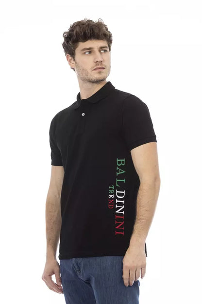 Baldinini Trend Black Cotton Men Polo Baldinini Trend