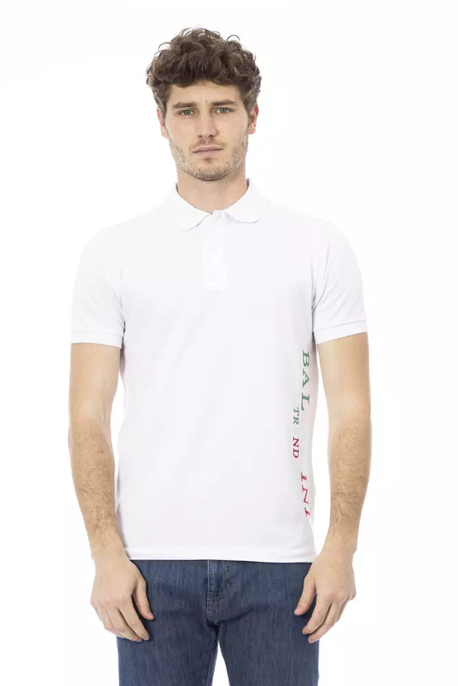 Baldinini Trend White Cotton Men Polo Baldinini Trend