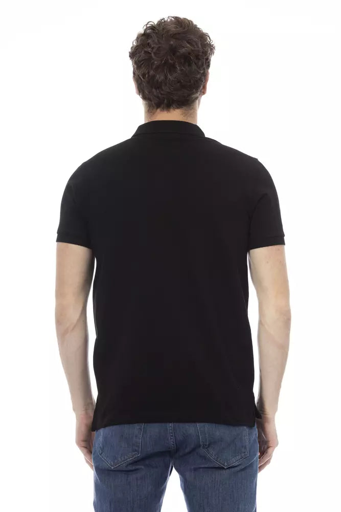 Baldinini Trend Black Cotton Men Polo Baldinini Trend