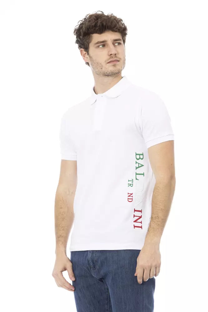 Baldinini Trend White Cotton Men Polo Baldinini Trend