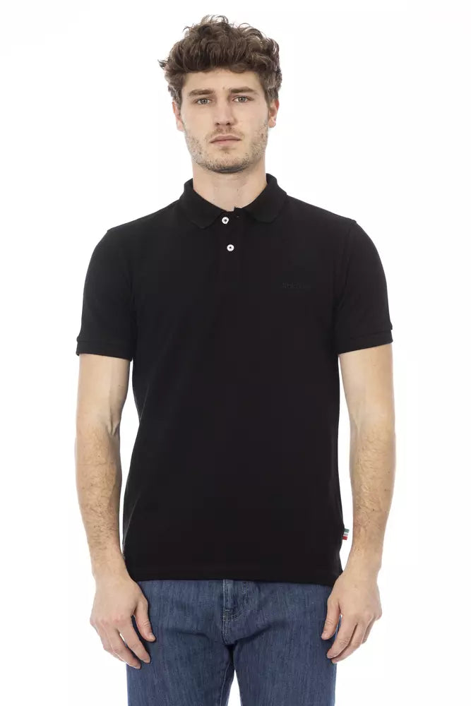 Baldinini Trend Black Cotton Men Polo Baldinini Trend