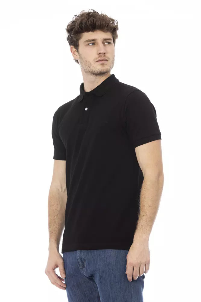 Baldinini Trend Black Cotton Men Polo Baldinini Trend