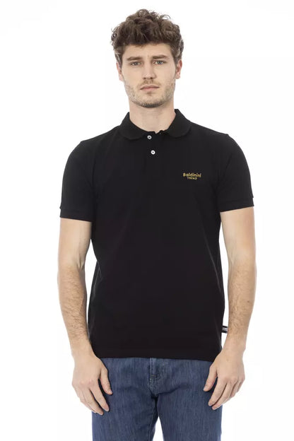 Baldinini Trend Black Cotton Men Polo Baldinini Trend