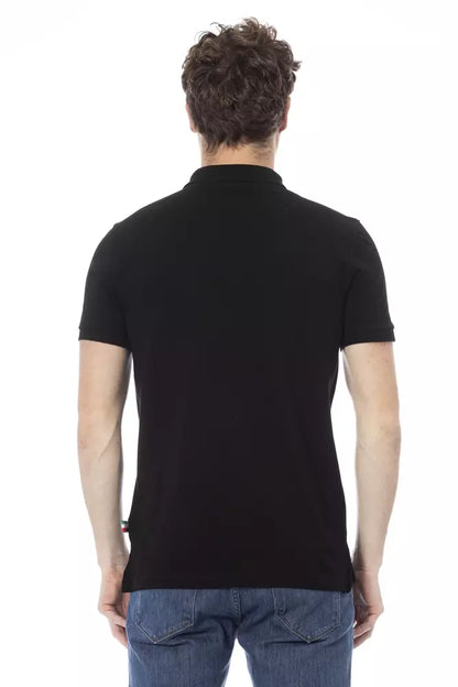 Baldinini Trend Black Cotton Men Polo Baldinini Trend