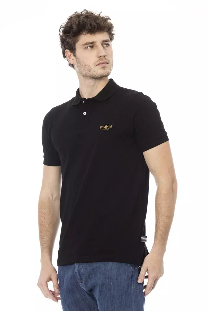 Baldinini Trend Black Cotton Men Polo Baldinini Trend