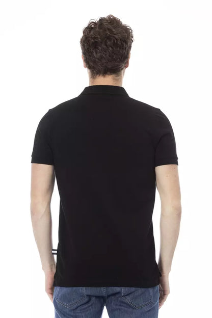 Baldinini Trend Black Cotton Men Polo Baldinini Trend