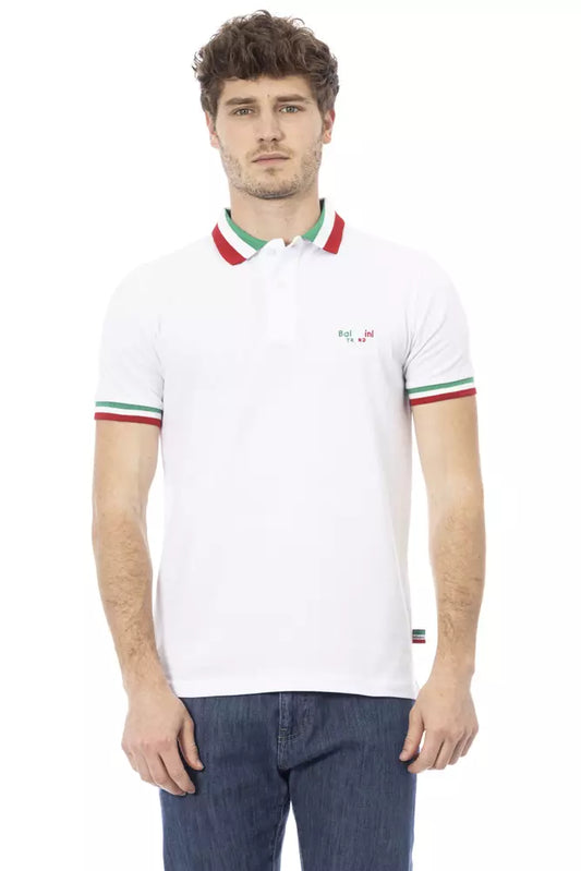 Baldinini Trend White Cotton Men Polo Shirt Baldinini Trend