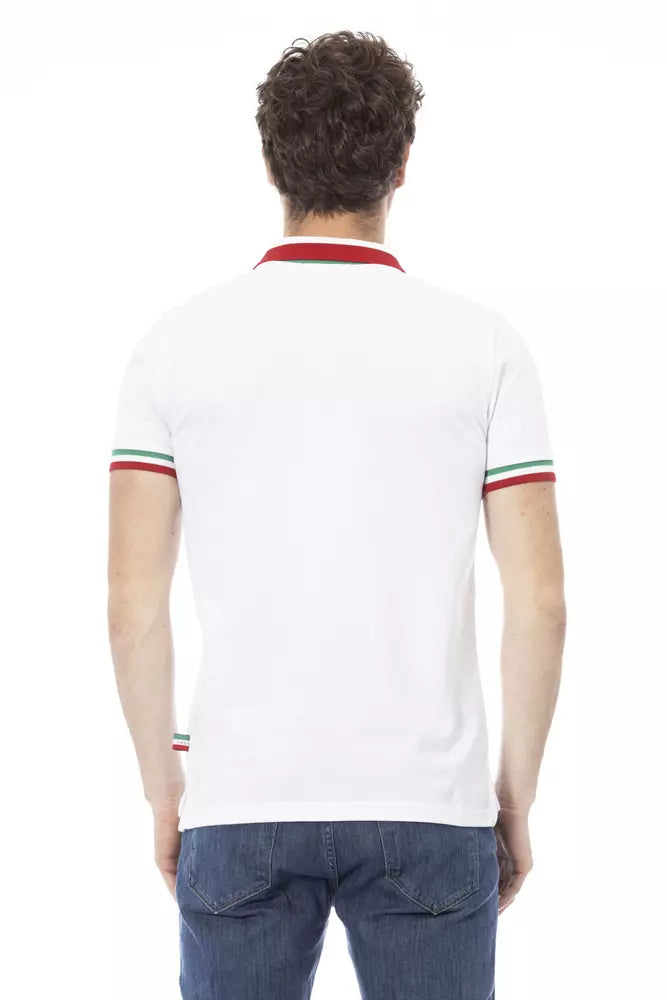 Baldinini Trend White Cotton Men Polo Shirt Baldinini Trend