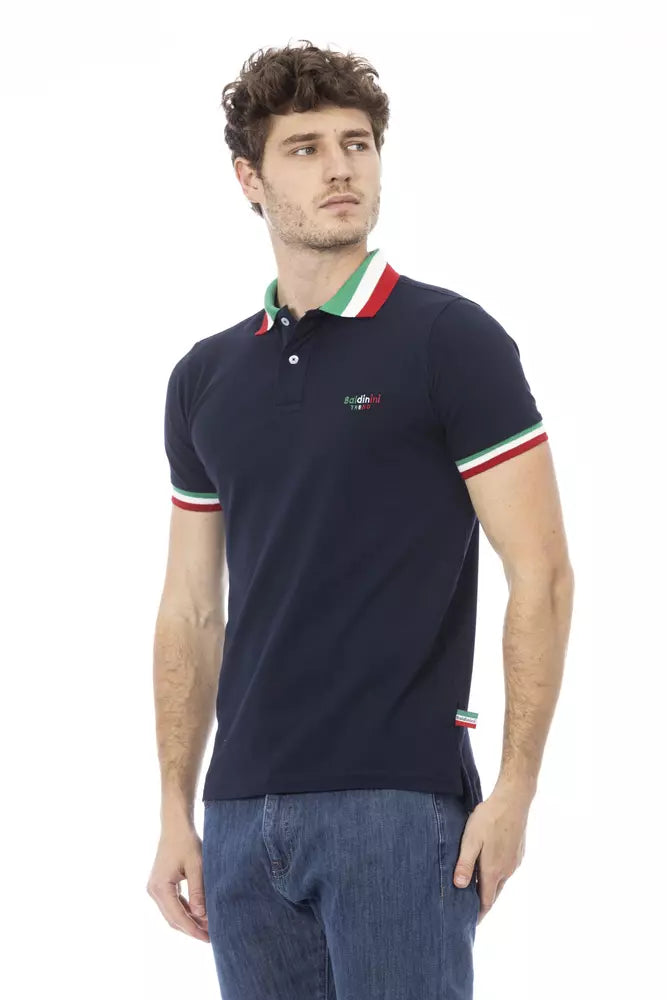 Baldinini Trend Blue Cotton Men Polo Baldinini Trend