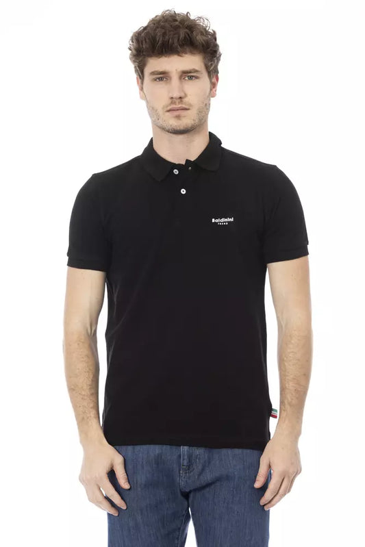 Baldinini Trend Black Cotton Men Polo Baldinini Trend