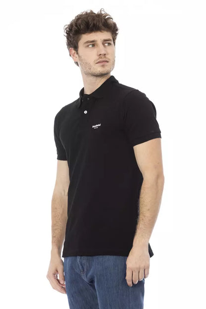 Baldinini Trend Black Cotton Men Polo Baldinini Trend