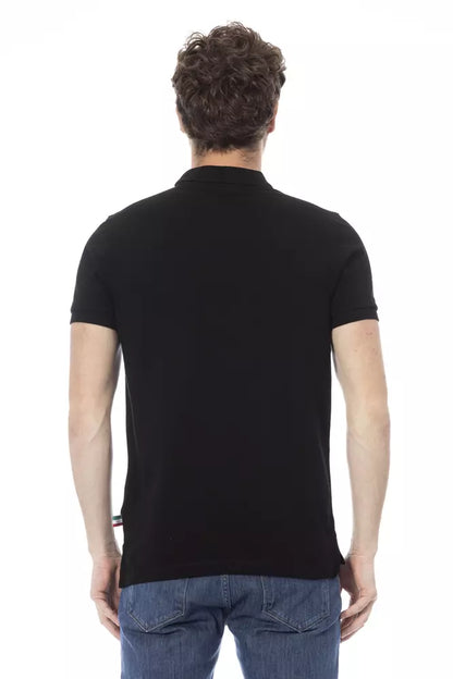 Baldinini Trend Black Cotton Men Polo Baldinini Trend