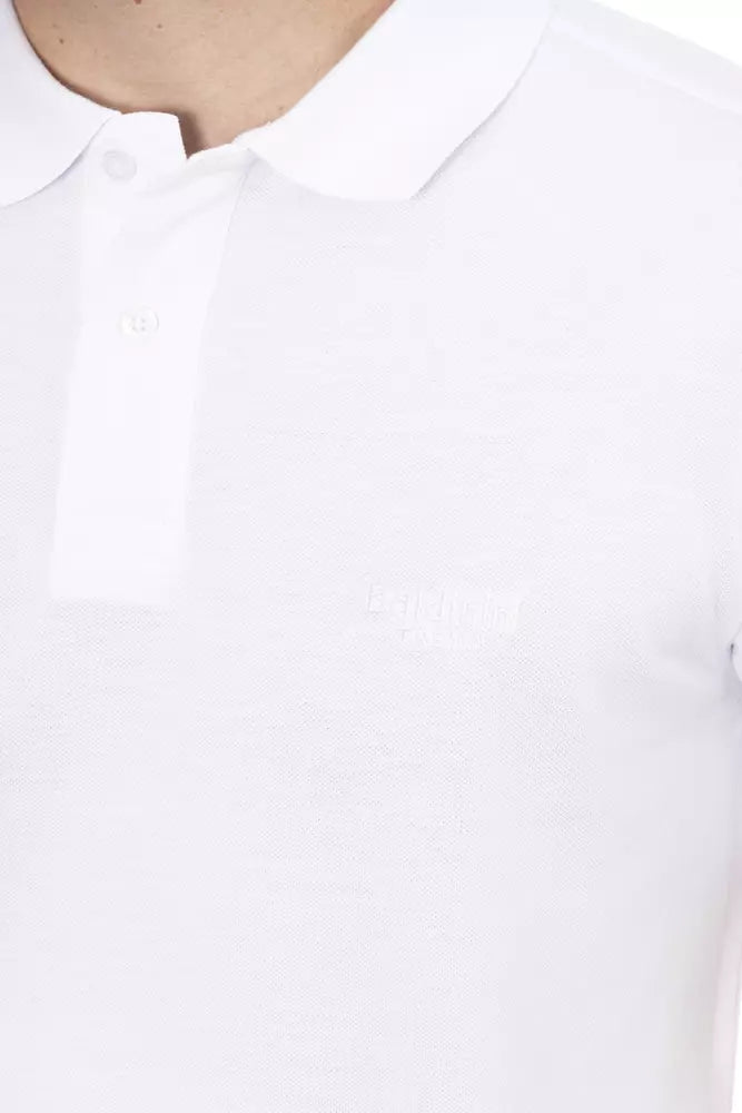 Baldinini Trend White Cotton Men Polo Baldinini Trend