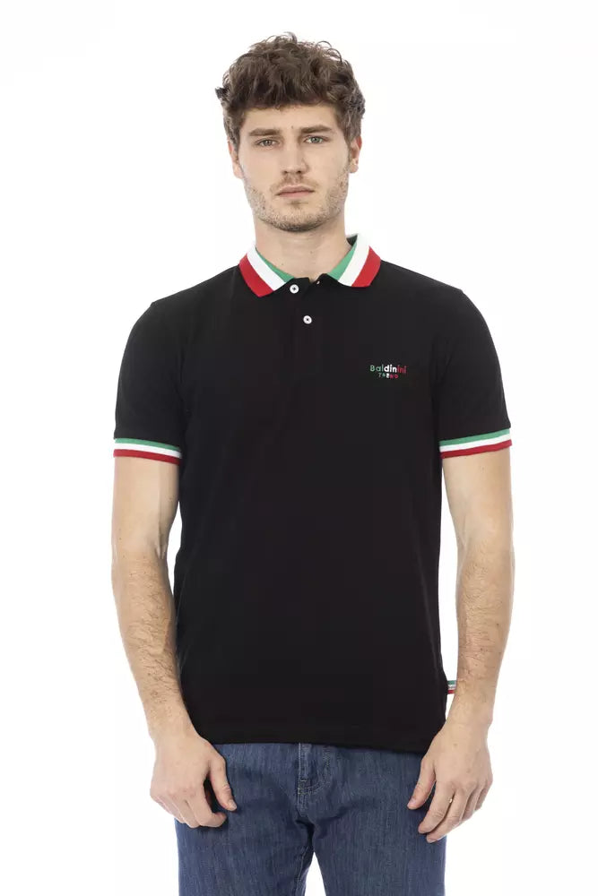 Baldinini Trend Black Cotton Men Polo Baldinini Trend