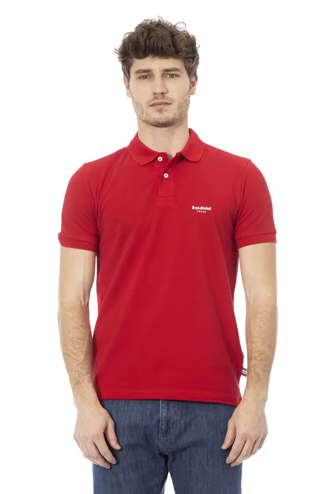 Baldinini Trend Red Cotton Men Polo Baldinini Trend