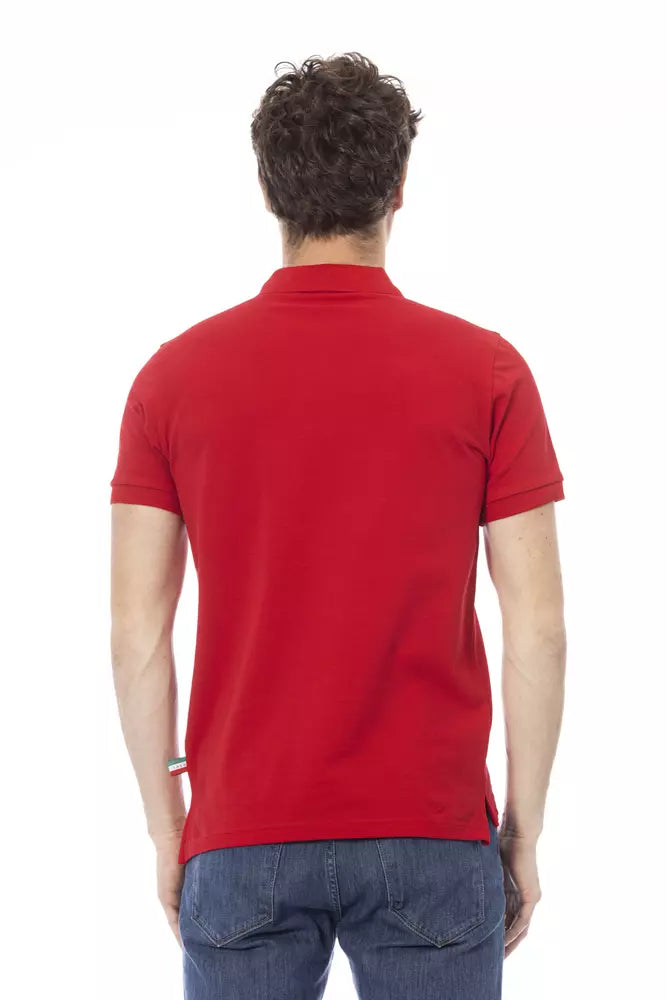 Baldinini Trend Red Cotton Men Polo Baldinini Trend