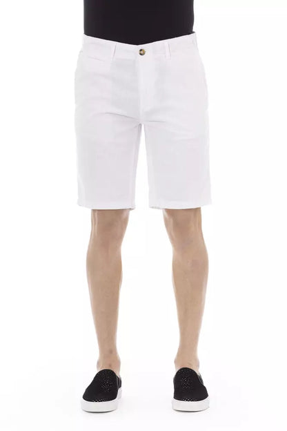 Baldinini Trend White Cotton Men Bermuda Shorts Baldinini Trend