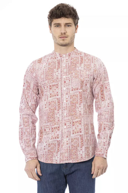 Baldinini Trend Red Cotton Men Shirt Baldinini Trend