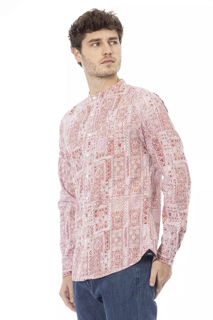 Baldinini Trend Red Cotton Men Shirt Baldinini Trend