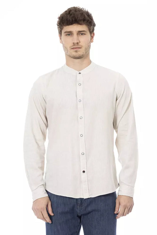 Baldinini Trend White Linen Men Shirt Baldinini Trend