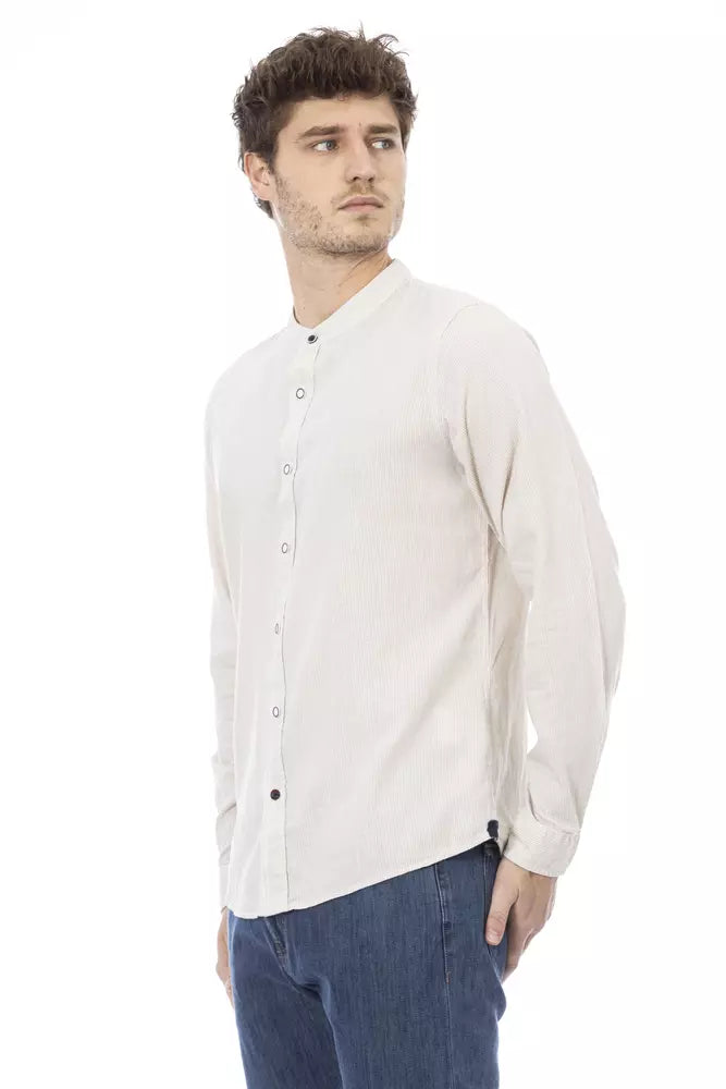 Baldinini Trend White Linen Men Shirt Baldinini Trend