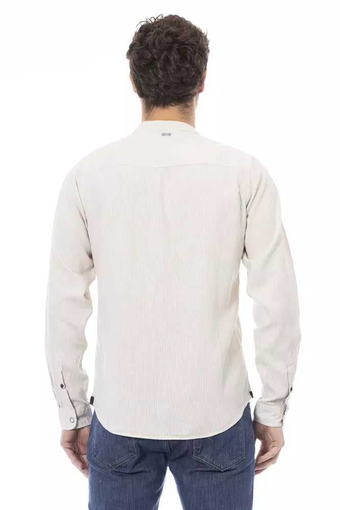 Baldinini Trend White Linen Men Shirt Baldinini Trend