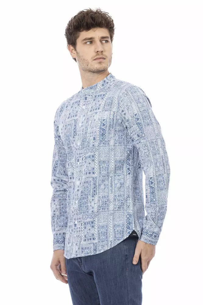 Baldinini Trend Light Blue Cotton Men Shirt Baldinini Trend