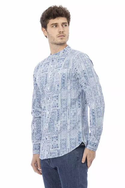 Baldinini Trend Light Blue Cotton Men Shirt Baldinini Trend