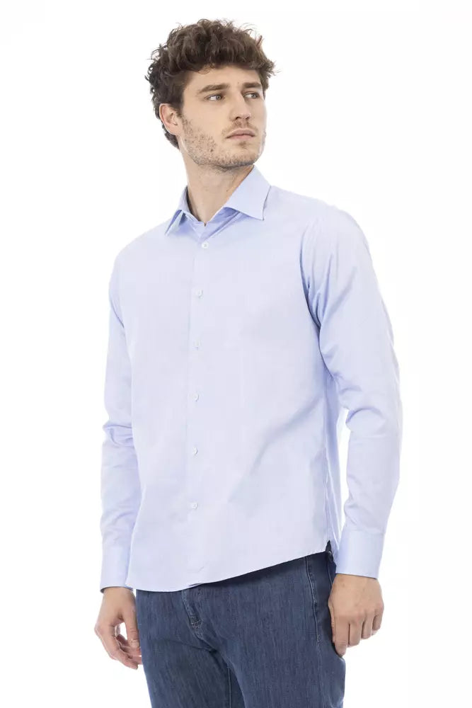 Baldinini Trend Light Blue Cotton Men Shirt Baldinini Trend