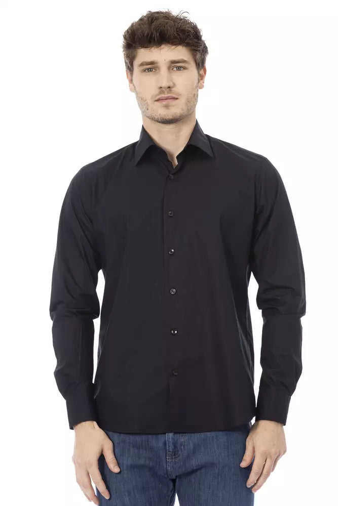 Baldinini Trend Black Cotton Men Shirt Baldinini Trend