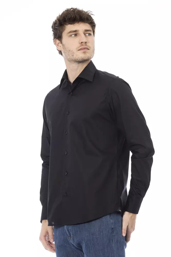 Baldinini Trend Black Cotton Men Shirt Baldinini Trend