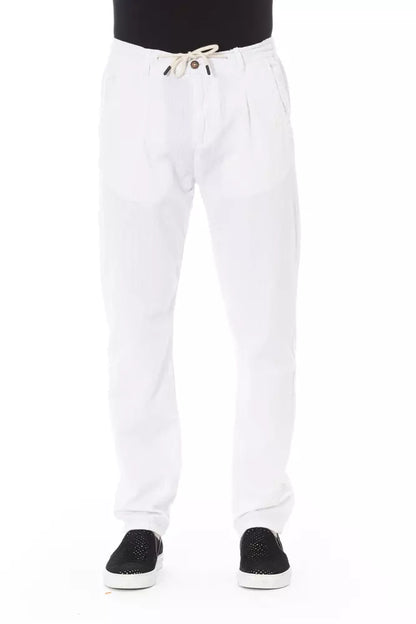 Baldinini Trend White Cotton Men Chino Trousers Baldinini Trend