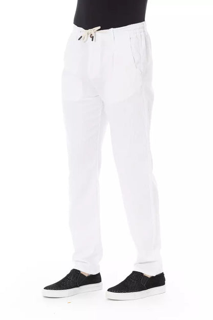 Baldinini Trend White Cotton Men Chino Trousers Baldinini Trend