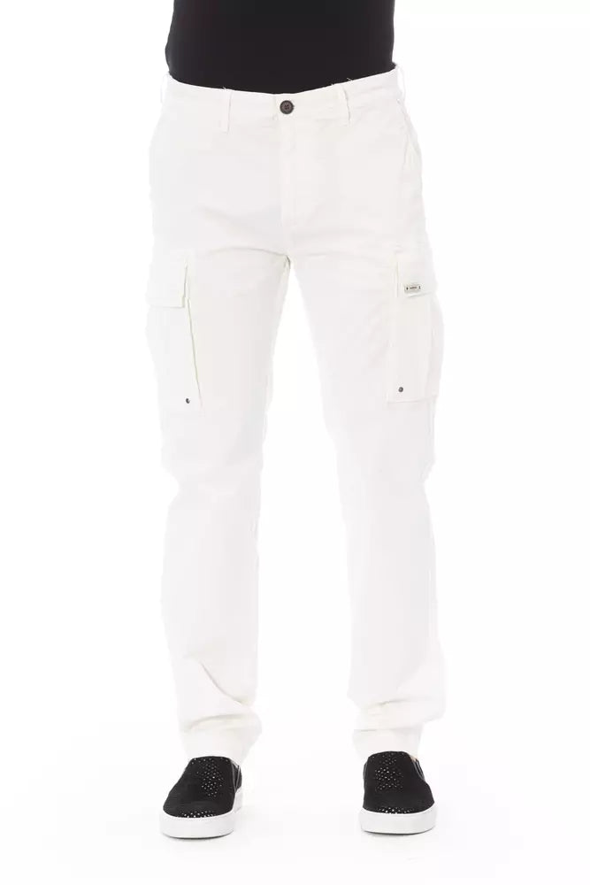 Baldinini Trend White Cotton Men Cargo Pant Baldinini Trend