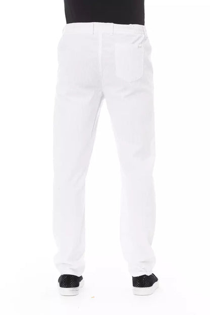 Baldinini Trend White Cotton Men Chino Trousers Baldinini Trend