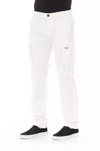 Baldinini Trend White Cotton Men Cargo Pant Baldinini Trend